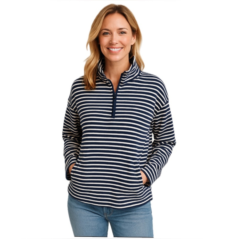 Vineyard vines, sweater pullover half zip navy and white size M
